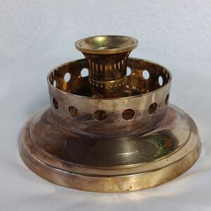 Solid Brass Candlestick Holder Hurricane Lamp Style Vintage India Holds Tapered